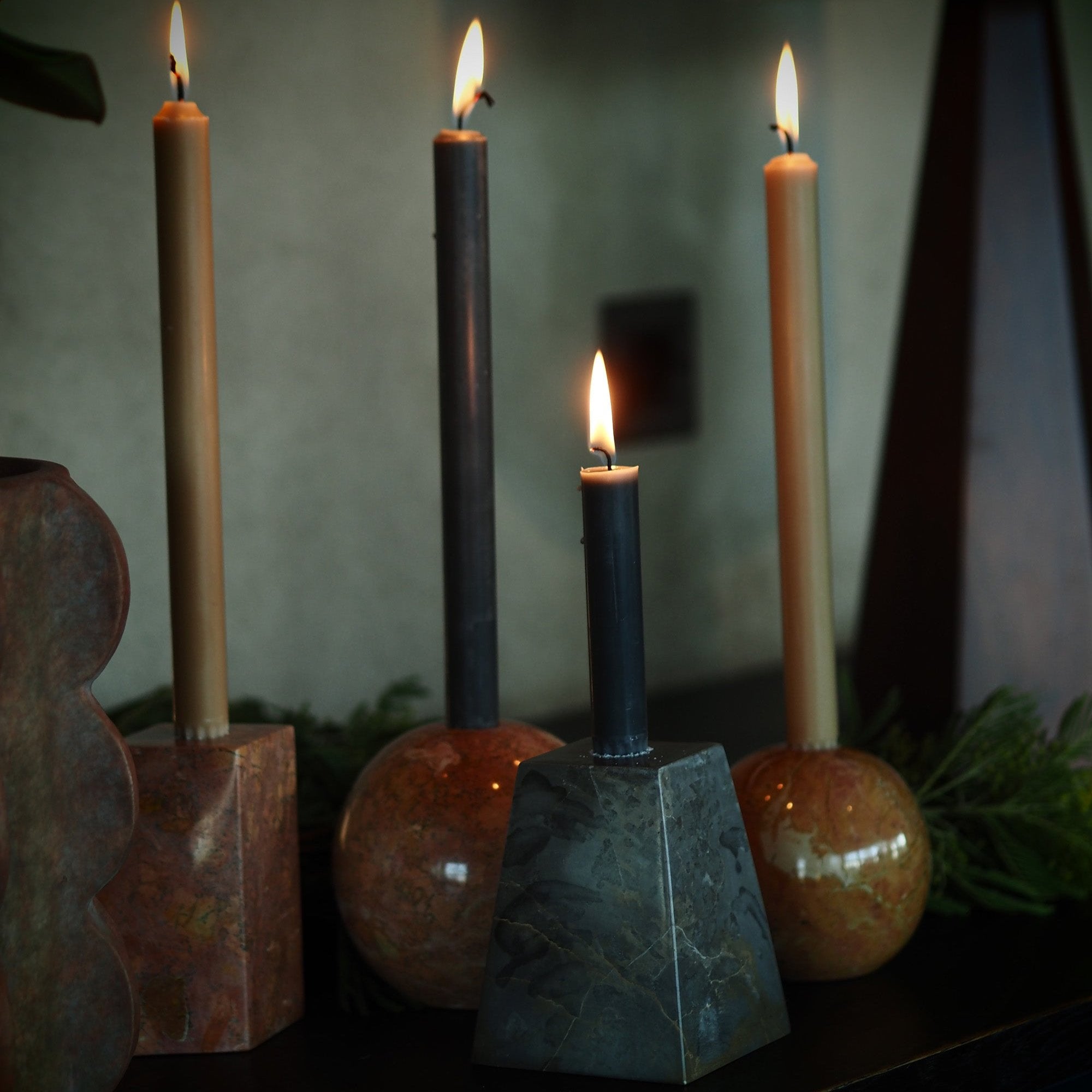 Pyramid Candle Holders Grey