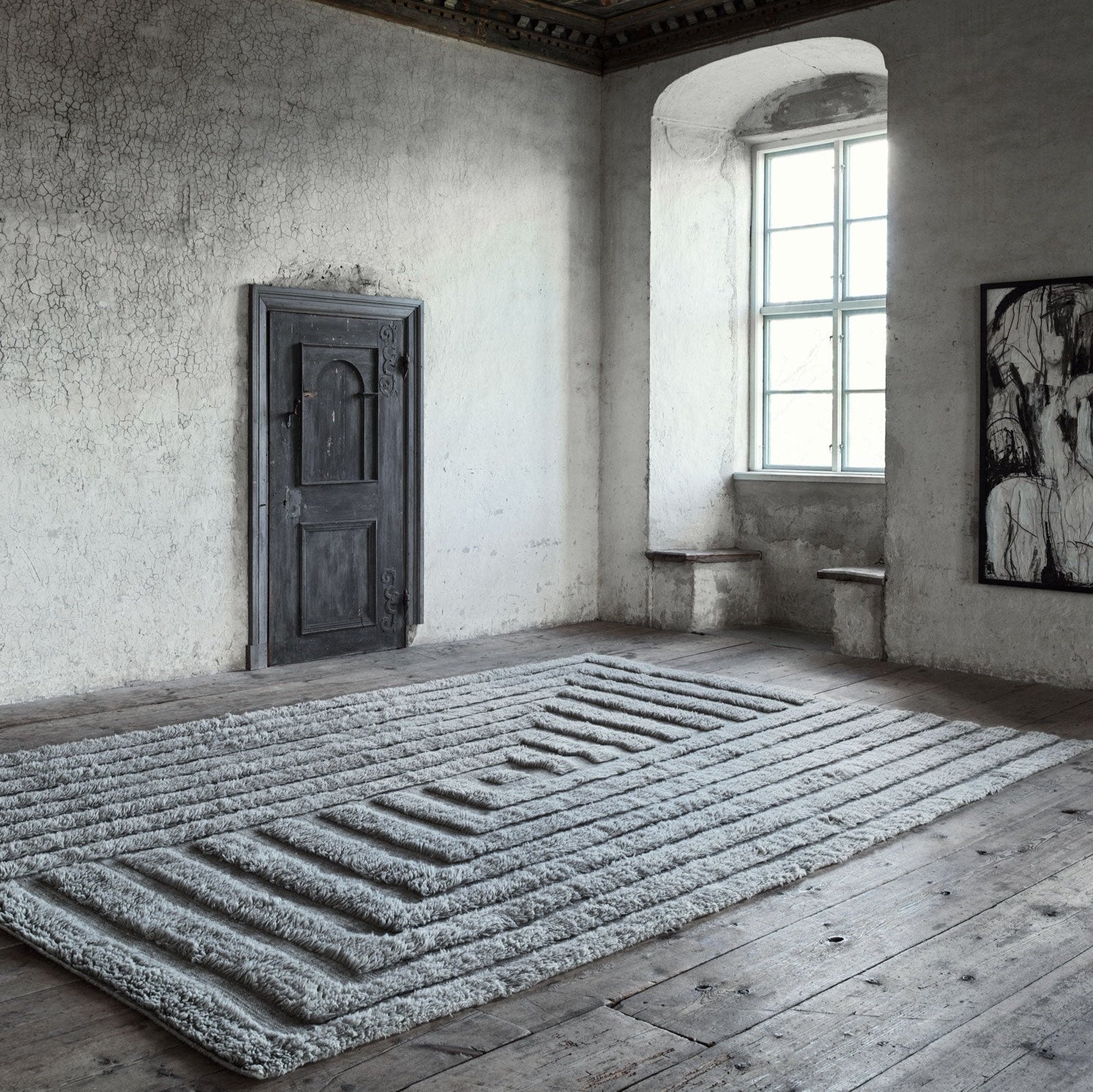 Shaggy Labyrinth Rug Grey