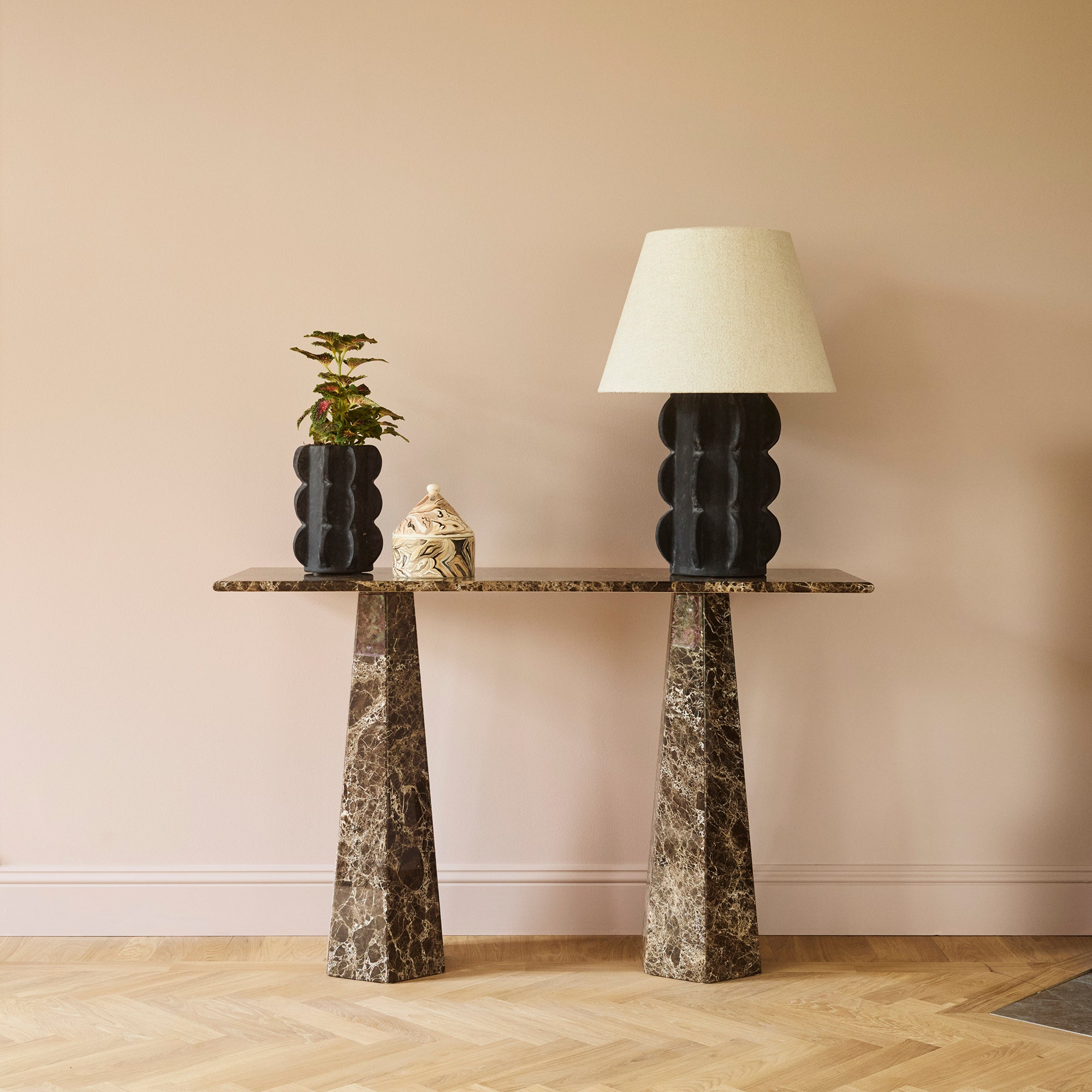 Hexagon Console Table Dark Emperador